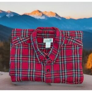 LL Bean Flannel Shirt Men XXL Red Plaid Cabincore Lumberjack‎ Hiking Camping